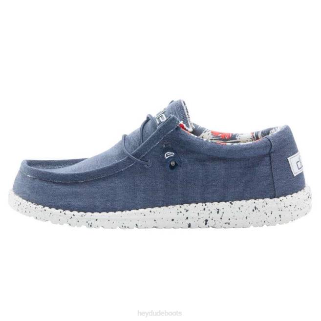 Men Blue Hey Dude Wally Stretch Shoes H6P6318