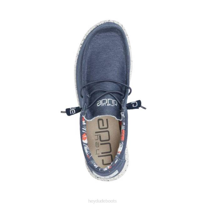 Men Blue Hey Dude Wally Stretch Shoes H6P6318