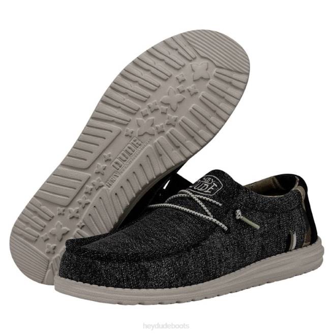 Men Brown Hey Dude Wally Boho Denim Shoes H6P6355