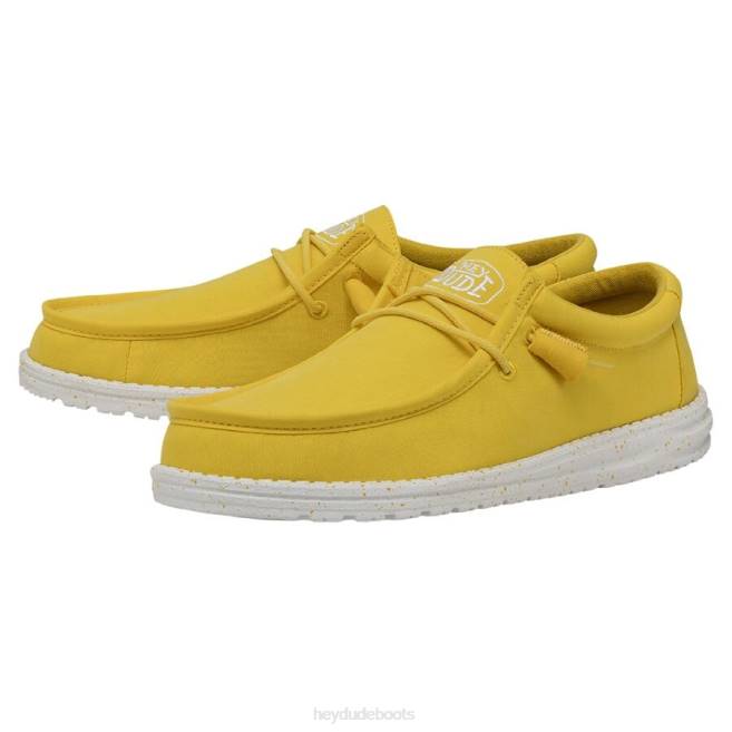 Men Empire Yellow Hey Dude Wally Slub Canvas Shoes H6P6422