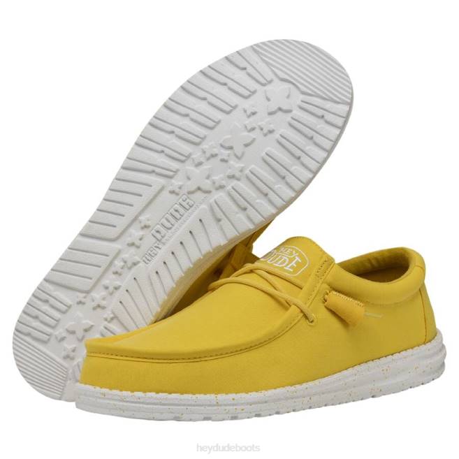 Men Empire Yellow Hey Dude Wally Slub Canvas Shoes H6P6422