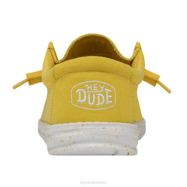 Men Empire Yellow Hey Dude Wally Slub Canvas Shoes H6P6422