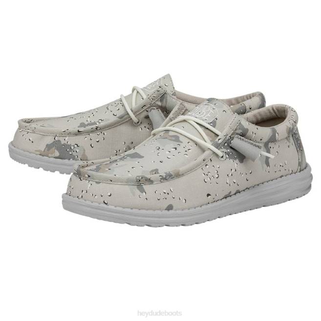 Men Greyscale Desert Camo Hey Dude Wally Camouflage Shoes H6P6432