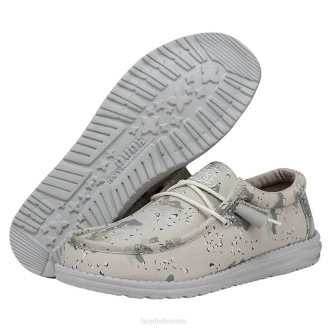 Men Greyscale Desert Camo Hey Dude Wally Camouflage Shoes H6P6432