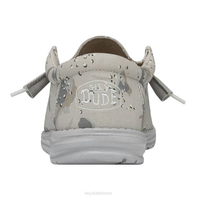 Men Greyscale Desert Camo Hey Dude Wally Camouflage Shoes H6P6432