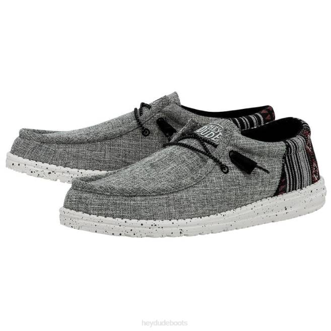 Men Jacquard Black Aztec Hey Dude Wally Funk Shoes H6P6450