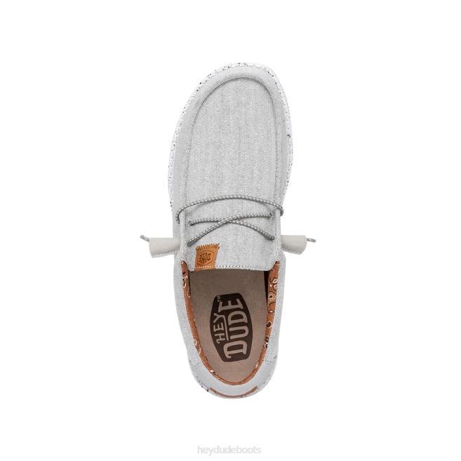 Men Light Grey Hey Dude Wally Washed Canvas Shoes H6P6363