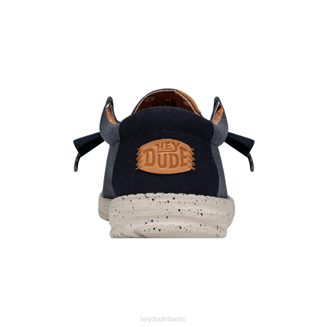 Men Navy Hey Dude Wally Washed Canvas Shoes H6P6301