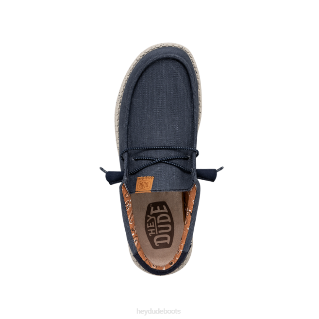 Men Navy Hey Dude Wally Washed Canvas Shoes H6P6301