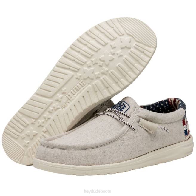 Men Off White Patriotic Hey Dude Wally Patriotic Shoes H6P6293