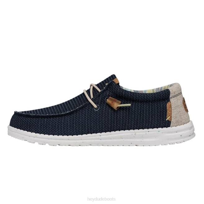 Men Orion Blue Hey Dude Wally Stretch Shoes H6P6322