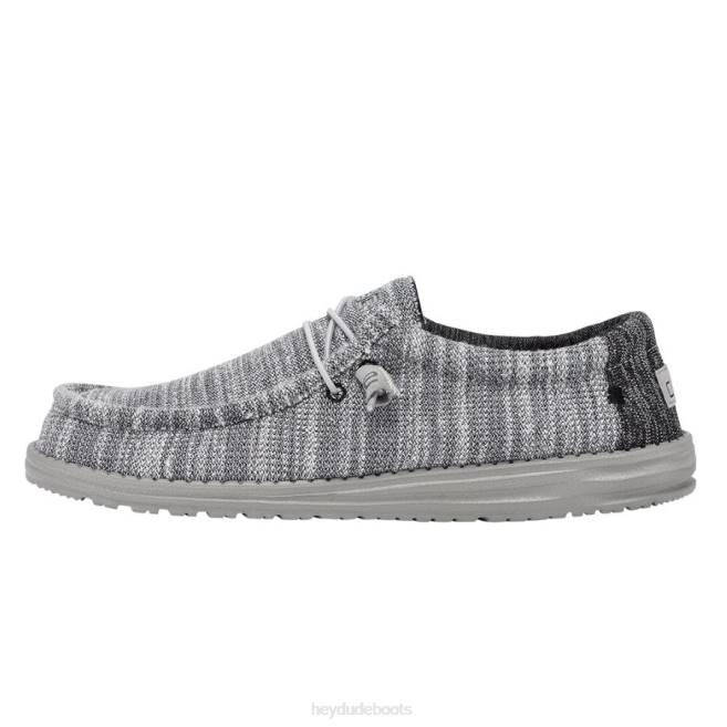 Men Platinum Mix Hey Dude Wally Stretch Shoes H6P6313