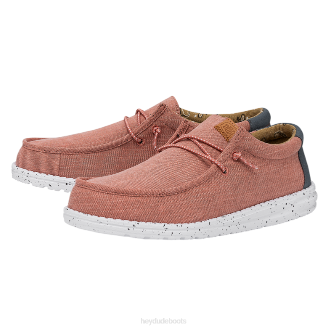 Men Red Hey Dude Wally Washed Canvas Shoes H6P6304