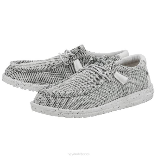 Men Stone White Hey Dude Wally Sox Wide Shoes H6P6297