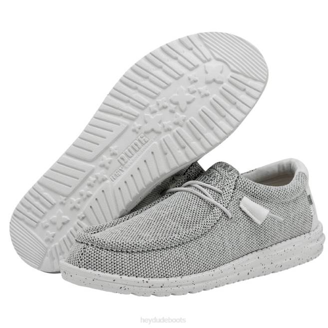 Men Stone White Hey Dude Wally Sox Wide Shoes H6P6297