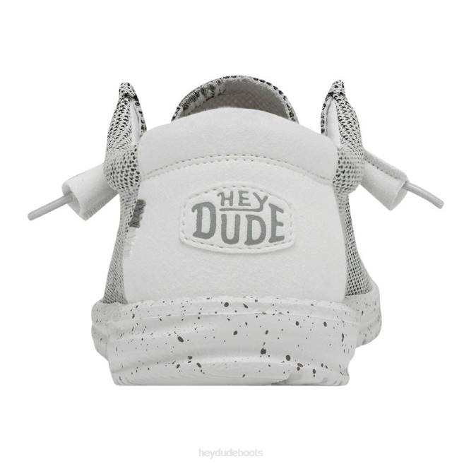 Men Stone White Hey Dude Wally Sox Wide Shoes H6P6297
