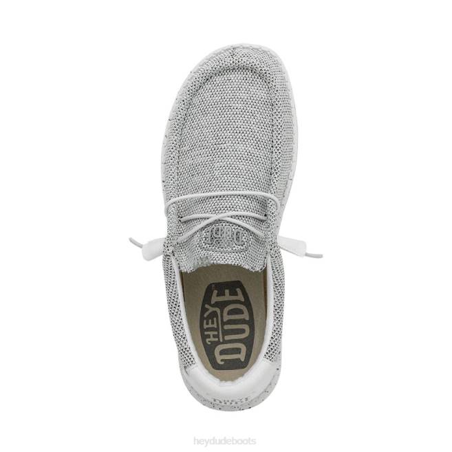 Men Stone White Hey Dude Wally Sox Wide Shoes H6P6297