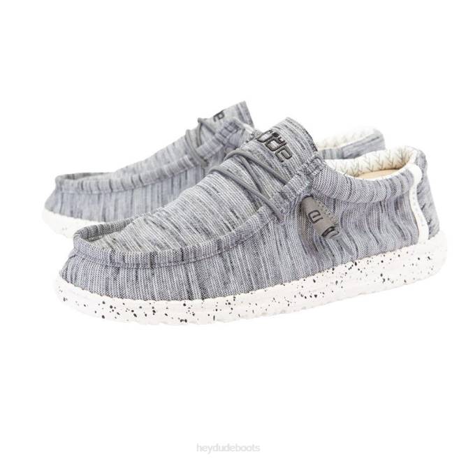 Men Stone White Hey Dude Wally Stretch Fleece Shoes H6P6462
