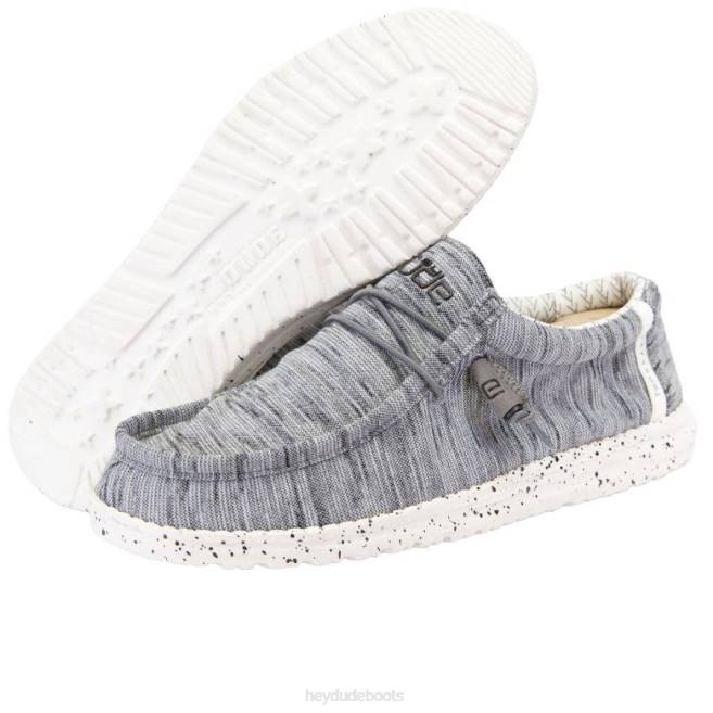 Men Stone White Hey Dude Wally Stretch Fleece Shoes H6P6462