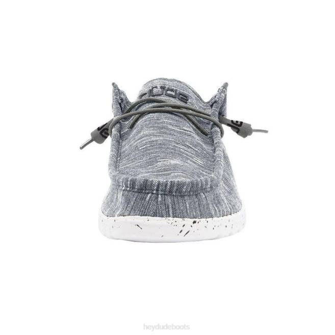 Men Stone White Hey Dude Wally Stretch Fleece Shoes H6P6462