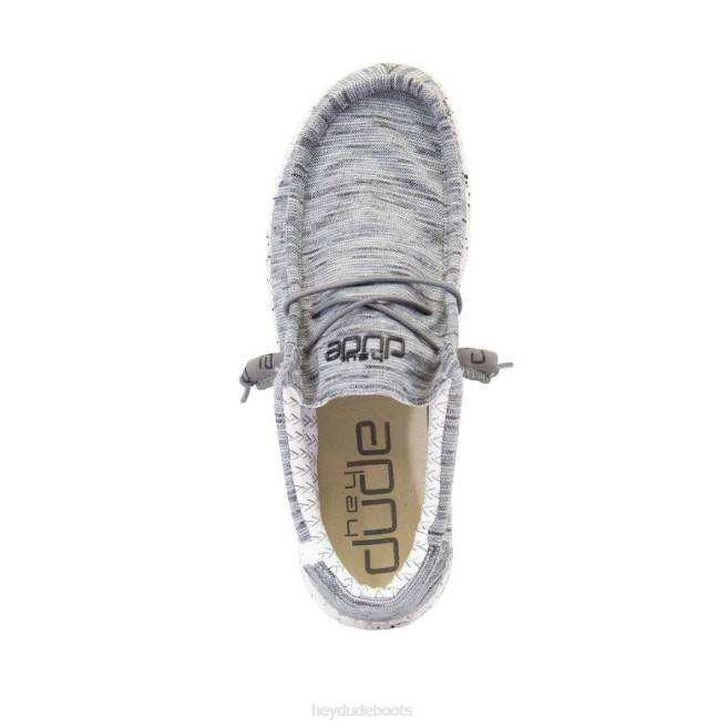 Men Stone White Hey Dude Wally Stretch Fleece Shoes H6P6462