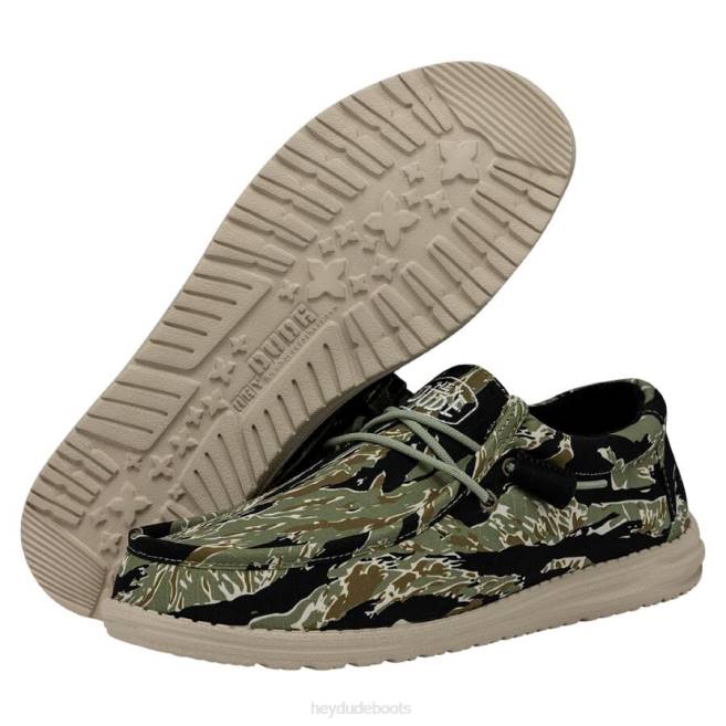 Men Tiger Stripe Camo Hey Dude Wally Camouflage Shoes H6P6476