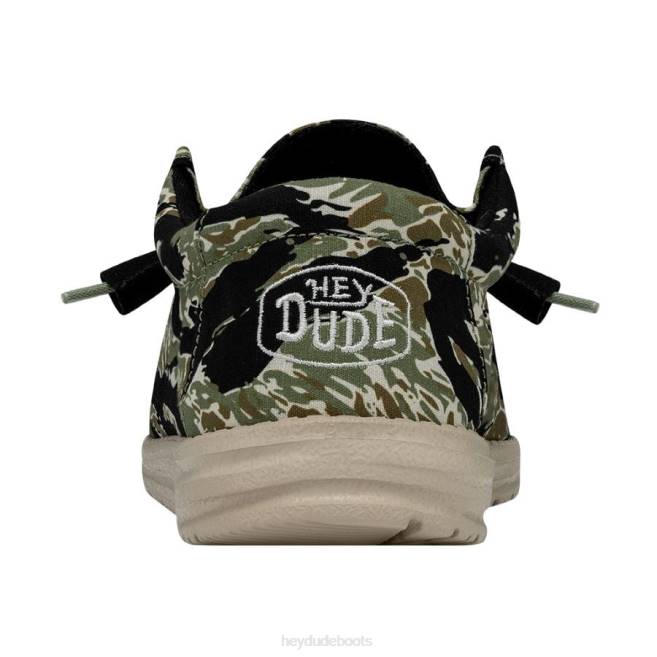 Men Tiger Stripe Camo Hey Dude Wally Camouflage Shoes H6P6476