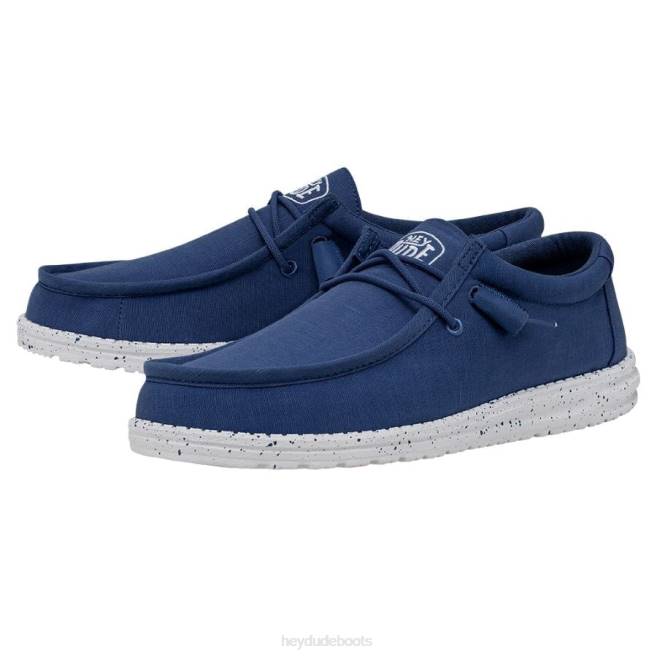 Men True Blue Hey Dude Wally Slub Canvas Shoes H6P6419