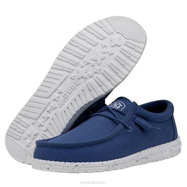Men True Blue Hey Dude Wally Slub Canvas Shoes H6P6419