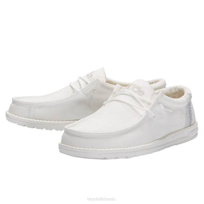 Men White Hey Dude Wally Break Stitch Shoes H6P6357