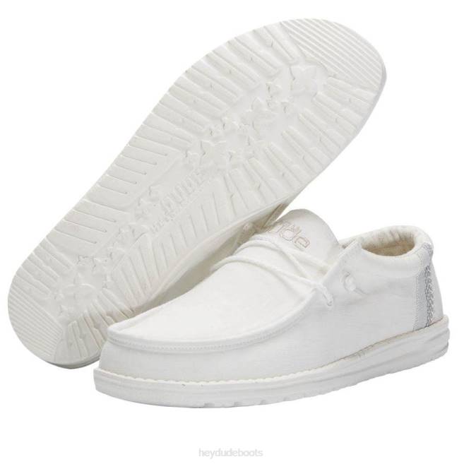Men White Hey Dude Wally Break Stitch Shoes H6P6357