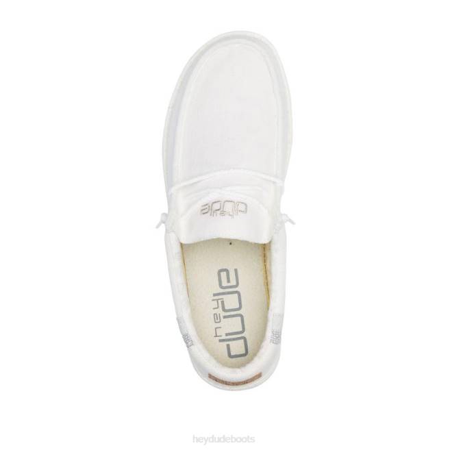 Men White Hey Dude Wally Break Stitch Shoes H6P6357