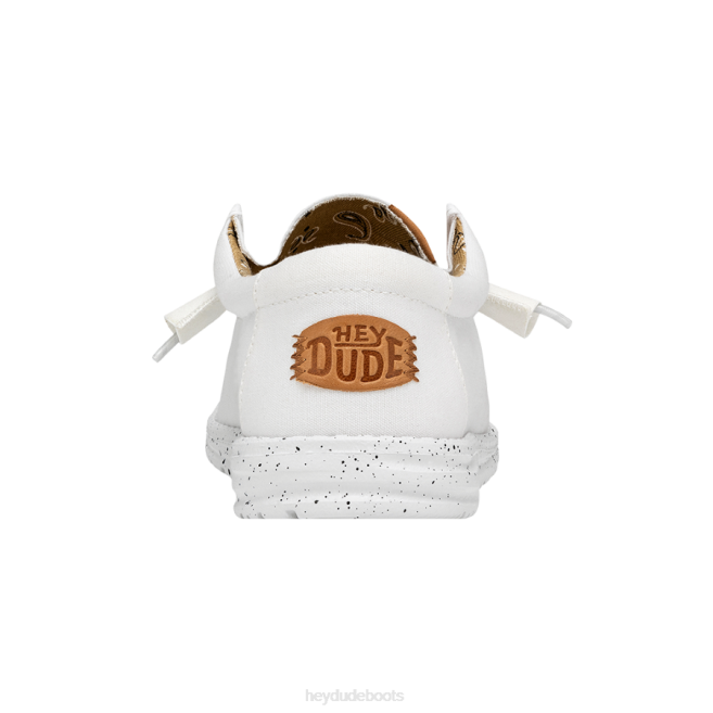 Men White Hey Dude Wally Washed Canvas Shoes H6P6302