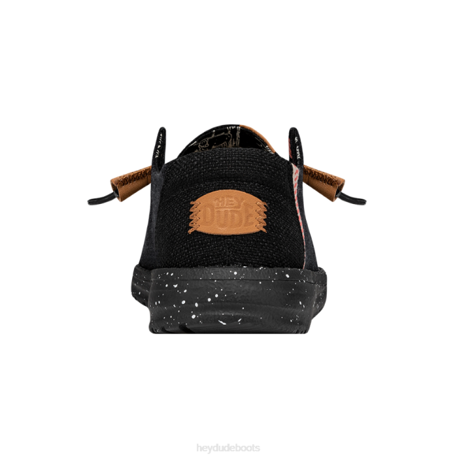 Men Black Hey Dude Wendy Washed Canvas Shoes H6P62