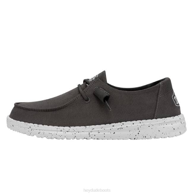 Men Dark Grey Hey Dude Wendy Slub Canvas Shoes H6P627