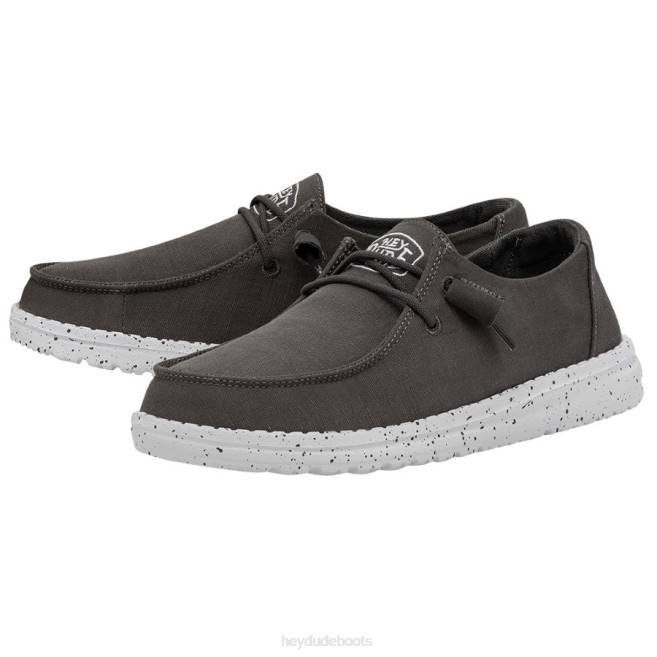 Men Dark Grey Hey Dude Wendy Slub Canvas Shoes H6P627