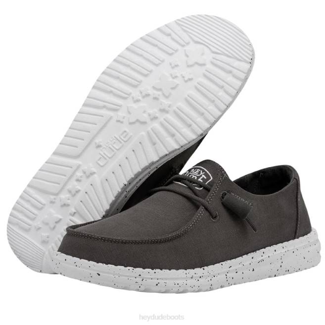 Men Dark Grey Hey Dude Wendy Slub Canvas Shoes H6P627