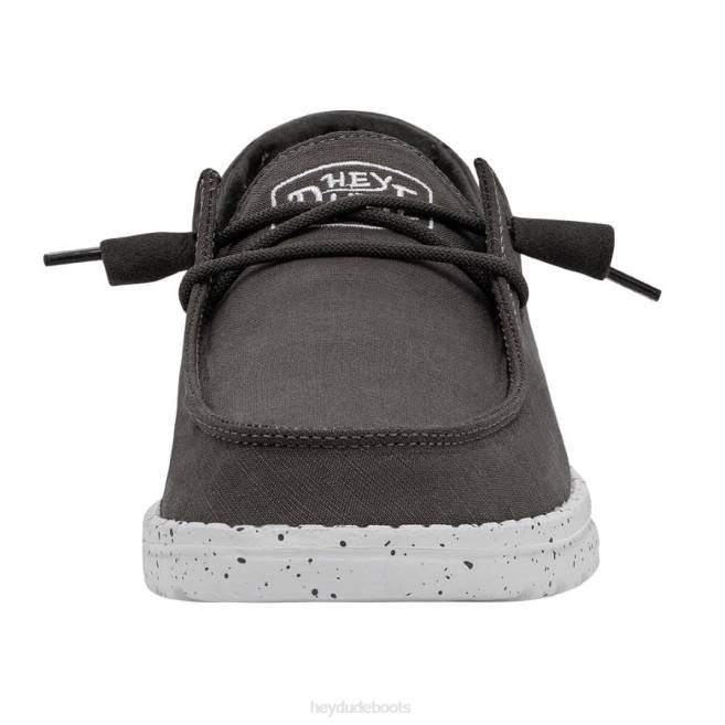Men Dark Grey Hey Dude Wendy Slub Canvas Shoes H6P627
