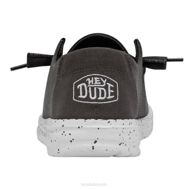 Men Dark Grey Hey Dude Wendy Slub Canvas Shoes H6P627