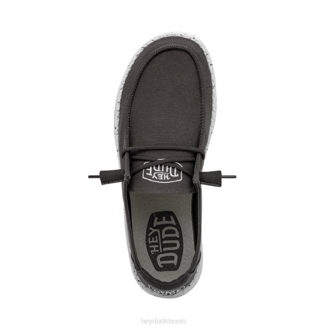 Men Dark Grey Hey Dude Wendy Slub Canvas Shoes H6P627