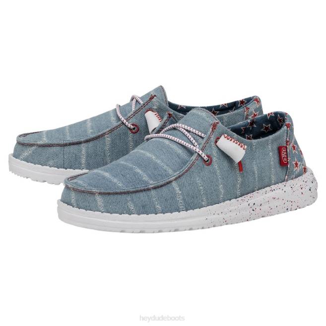 Men Denim Star Hey Dude Wendy Patriotic Shoes H6P6213