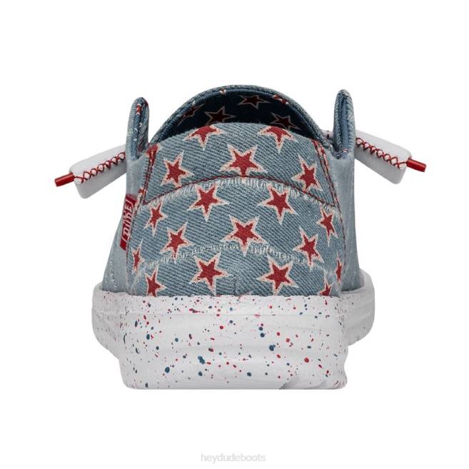 Men Denim Star Hey Dude Wendy Patriotic Shoes H6P6213