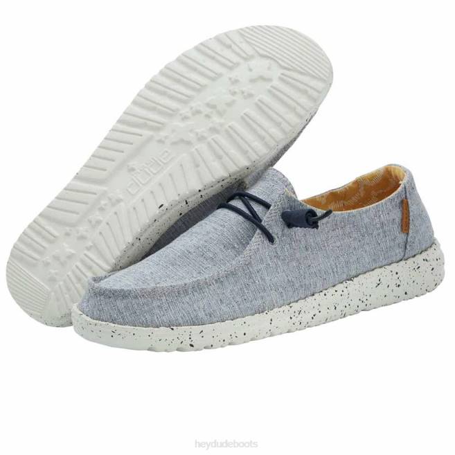 Men White Blue Hey Dude Wendy Chambray Shoes H6P6103
