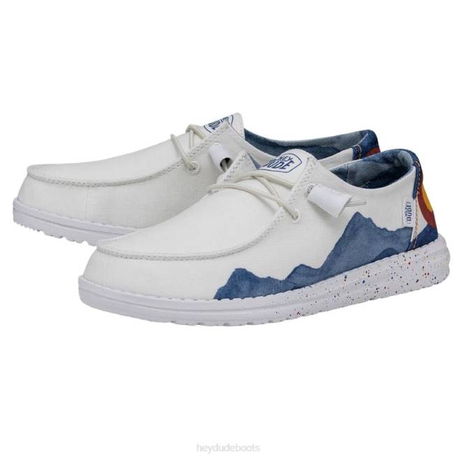 Men White Hey Dude Wendy Colorado Watercolor Shoes H6P6197