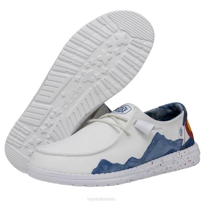 Men White Hey Dude Wendy Colorado Watercolor Shoes H6P6197