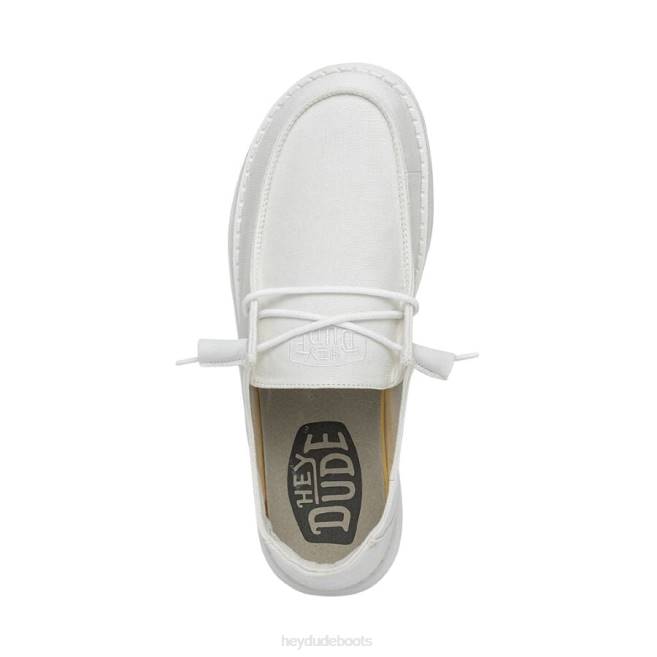 Men White Hey Dude Wendy Slub Canvas Shoes H6P693
