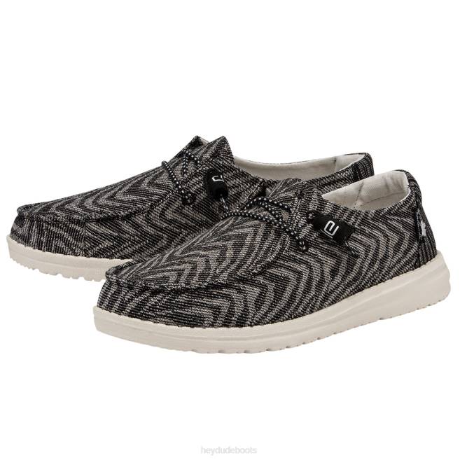 Men Zebra Black Stripe Hey Dude Wendy Woven Shoes H6P6211