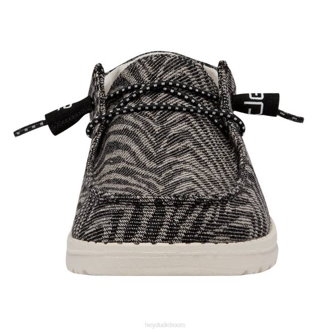 Men Zebra Black Stripe Hey Dude Wendy Woven Shoes H6P6211