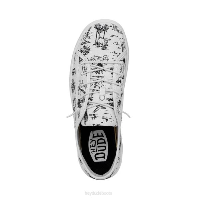 Women White and Black Hey Dude Cody Desert Shoes H6P6221